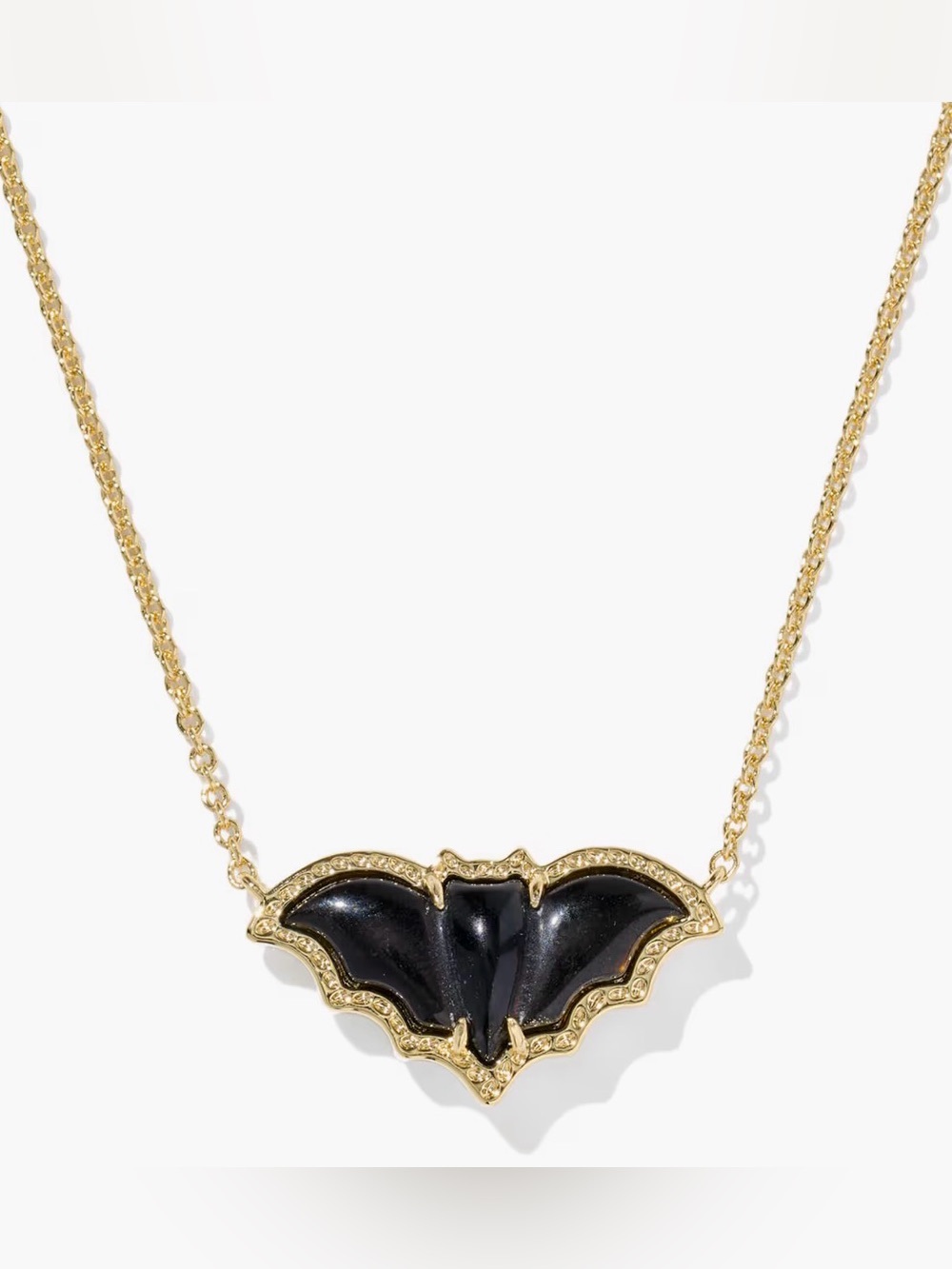 NWT Kendra Scott Black Bat Gold Short Pendant Necklace